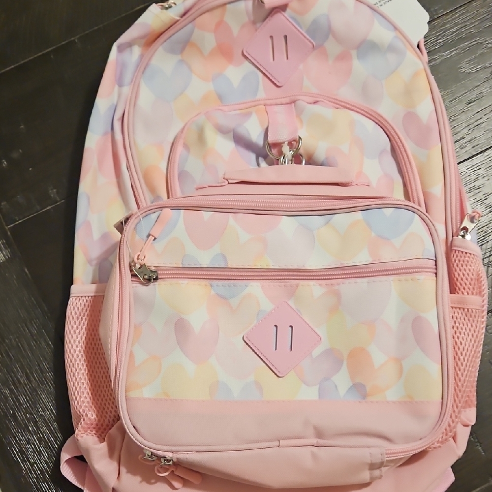 Pastel Heart Kids Backpack Set
